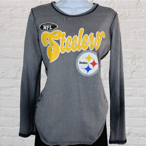 NFL Pittsburgh Steelers gray cotton long sleeve t-shirt top junior's fit large